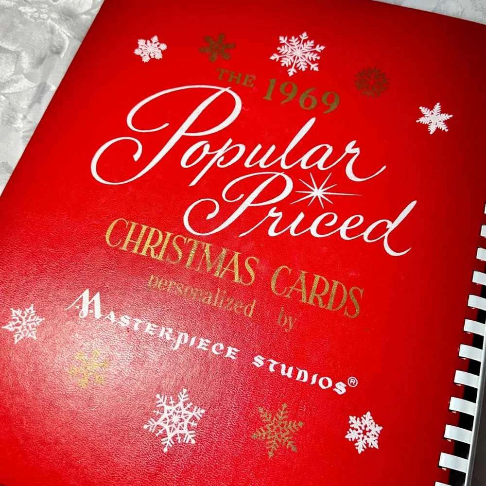 Masterpiece Studios Christmas Card Sample Book 1969 Red Large Good Vintage MCM